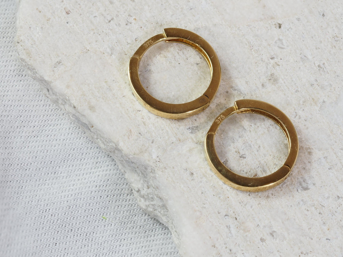 9ct Yellow Gold Tube Huggie Earrings