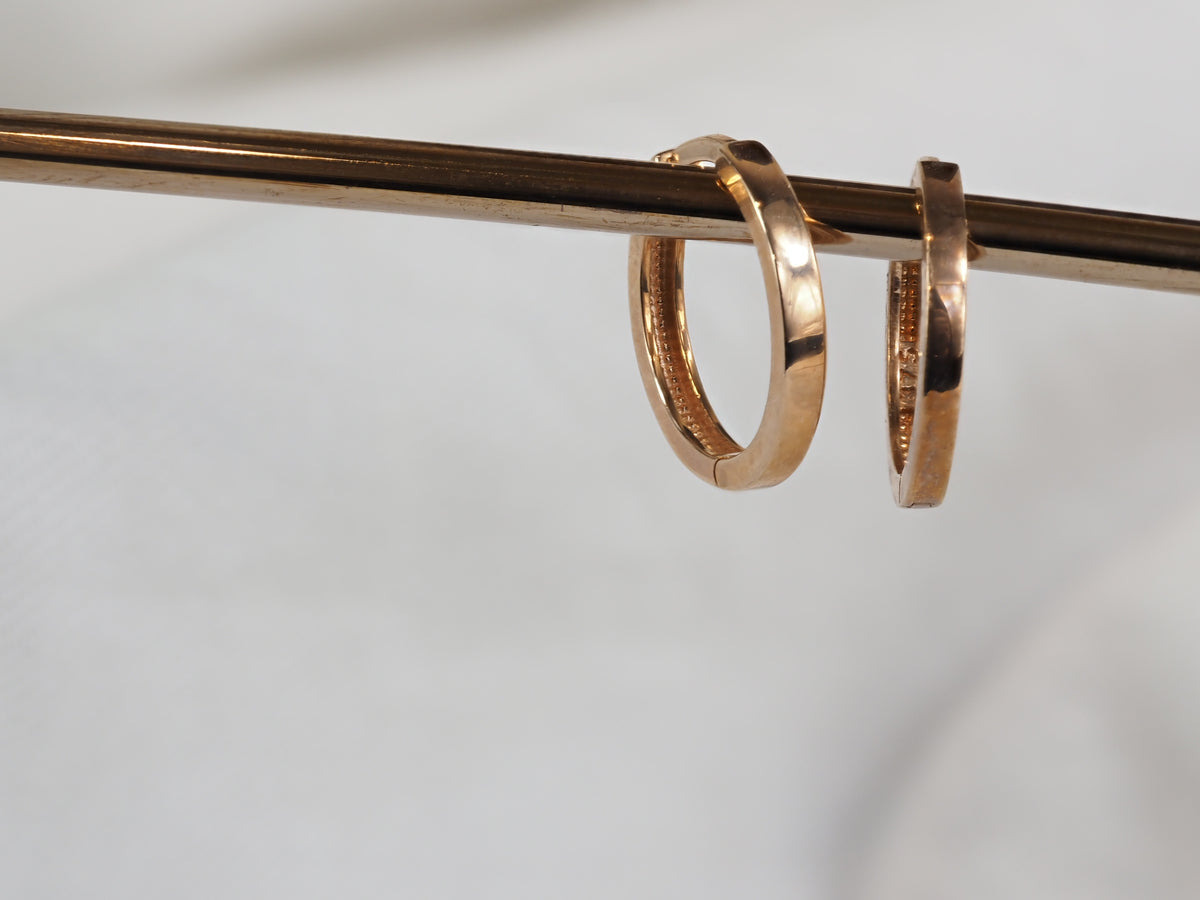9ct Rose Gold Square Tube Huggie Earrings