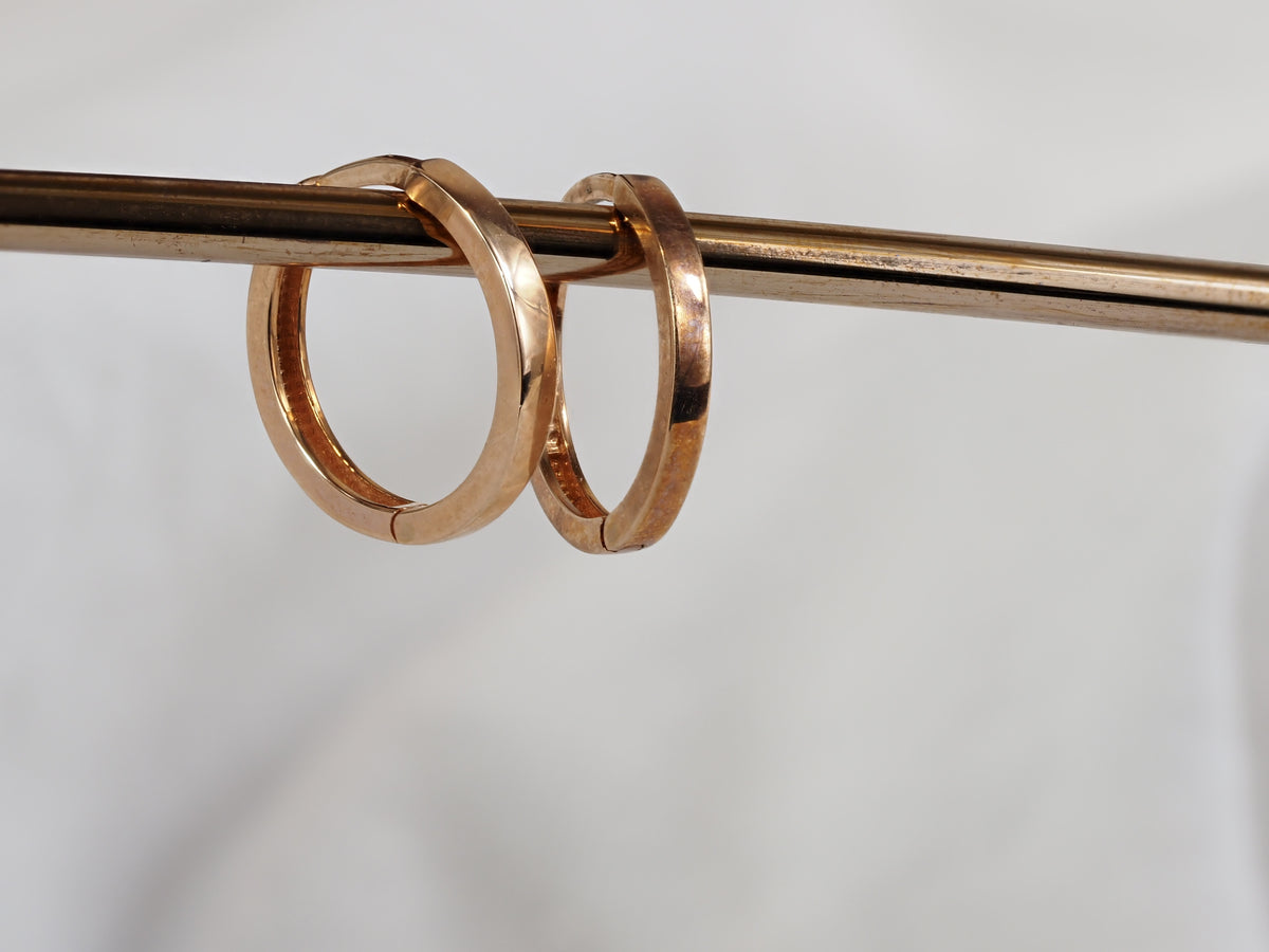 9ct Rose Gold Square Tube Huggie Earrings
