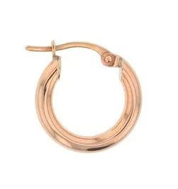 9ct Rose Gold Plain hoop earring
