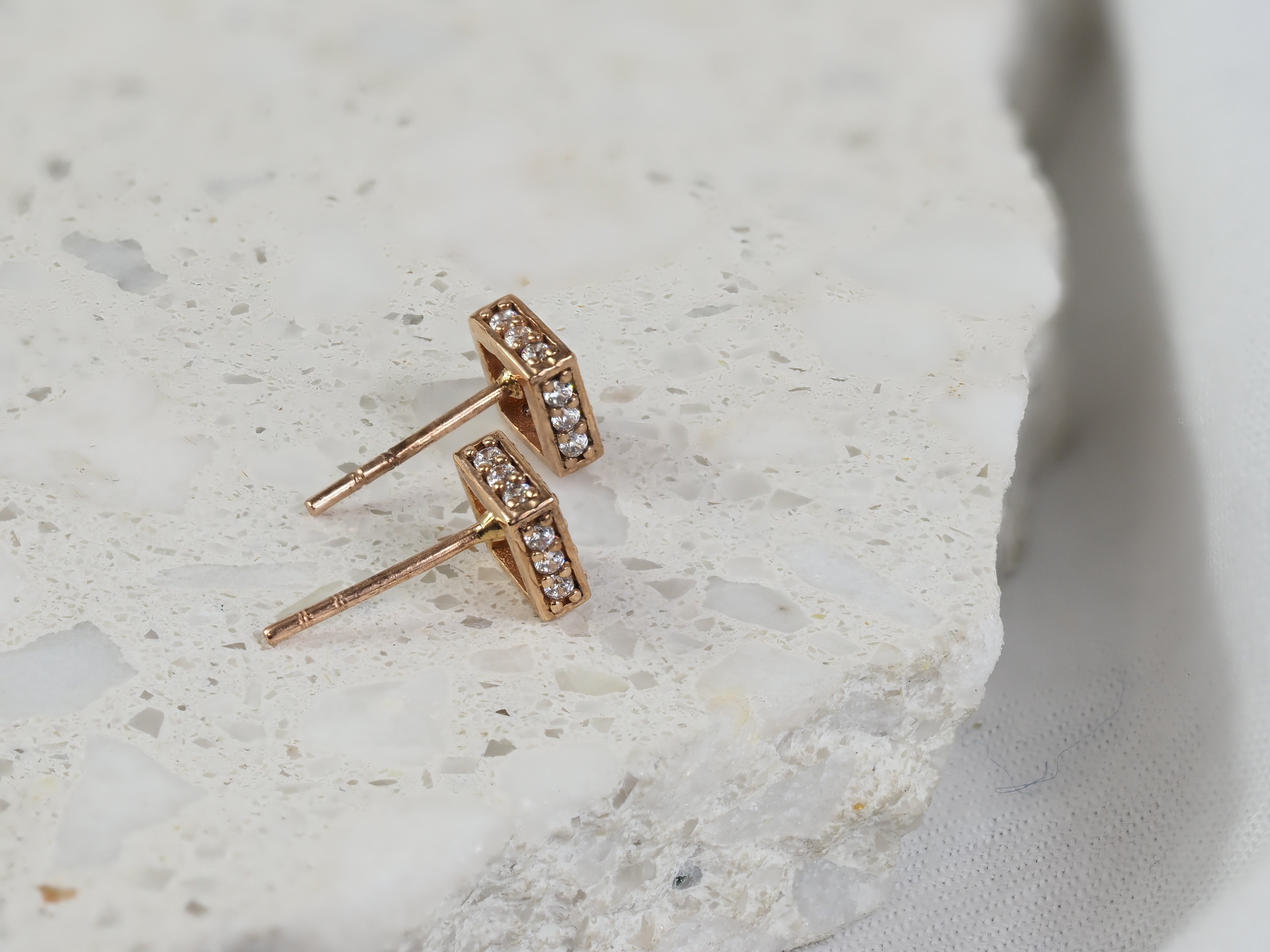 9ct Rose Gold Cluster Square Stud Earrings