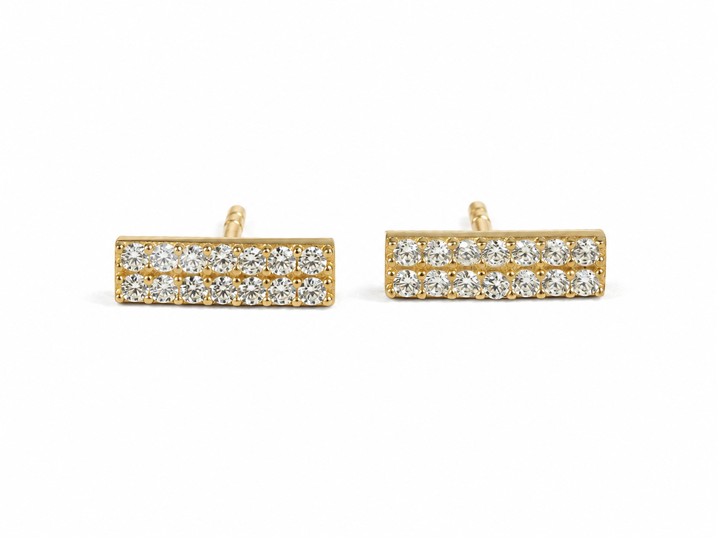 9ct Yellow Gold Double Row Stud Earrings