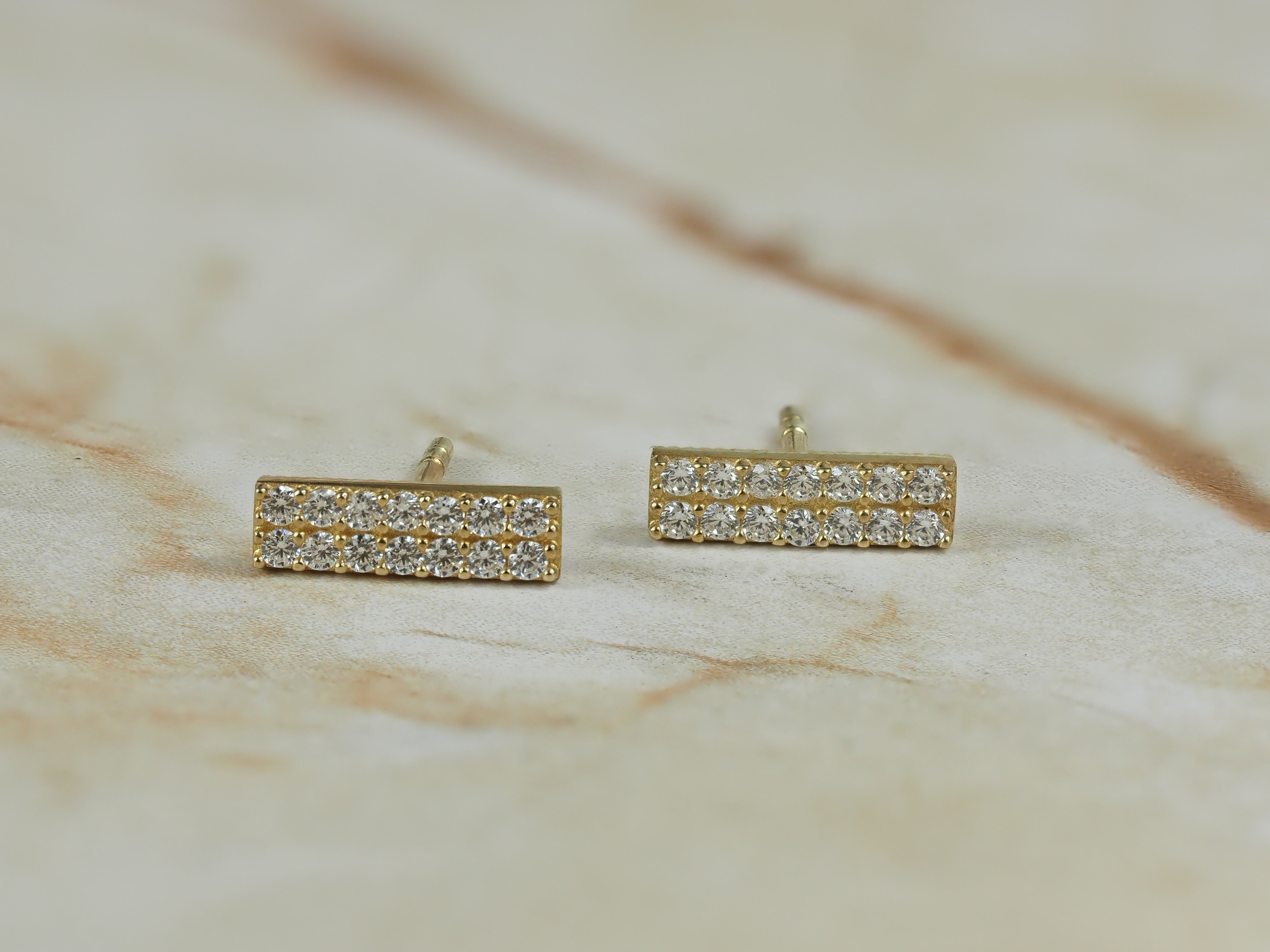 9ct Yellow Gold Double Row Stud Earrings