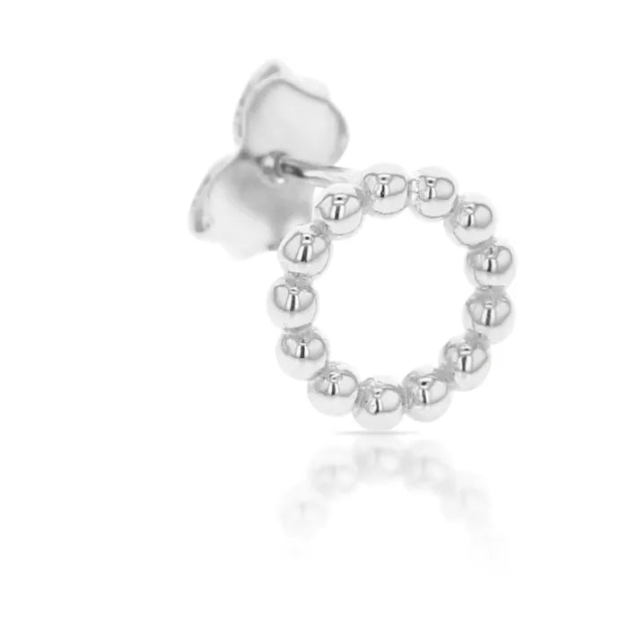9ct White Gold Beaded circle stud