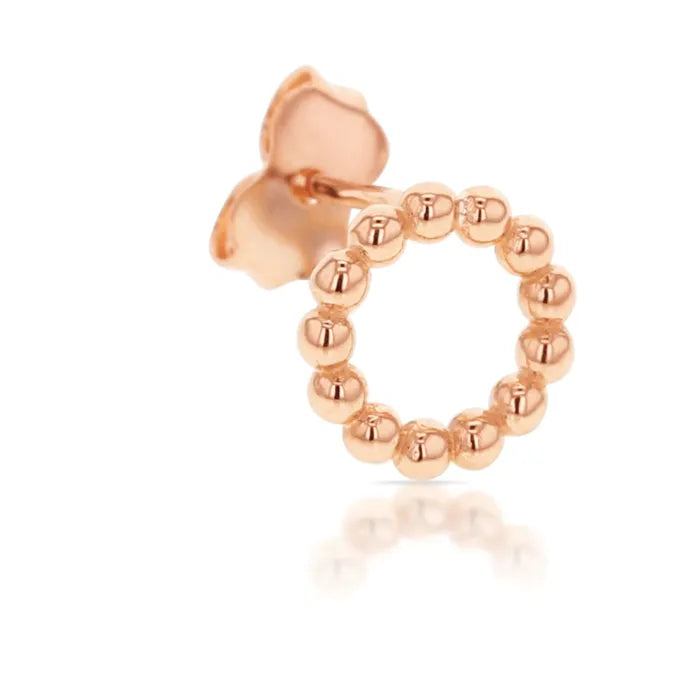 9ct Rose Gold Beaded circle stud