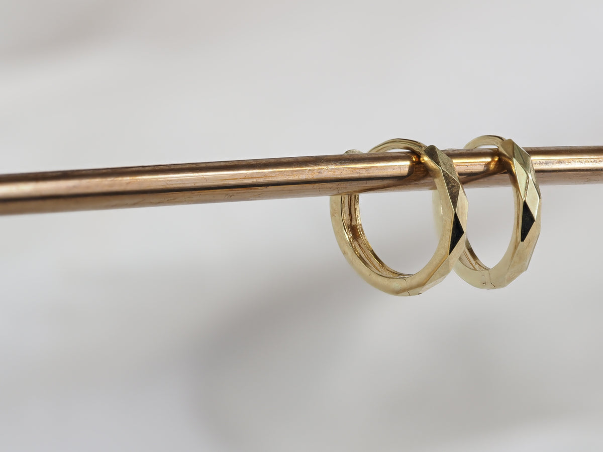 9ct Yellow Gold Diamond cut Huggies