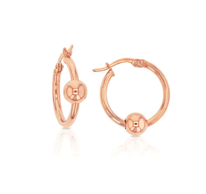 9ct Rose Gold Hoop with sliding ball