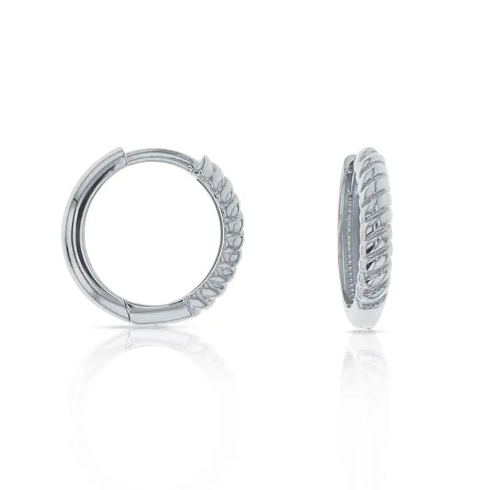 9ct White Gold Rope-Look huggie