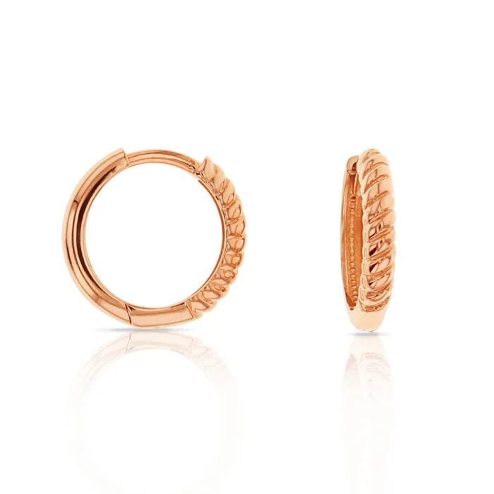 9ct Rose Gold Rope-Look huggies