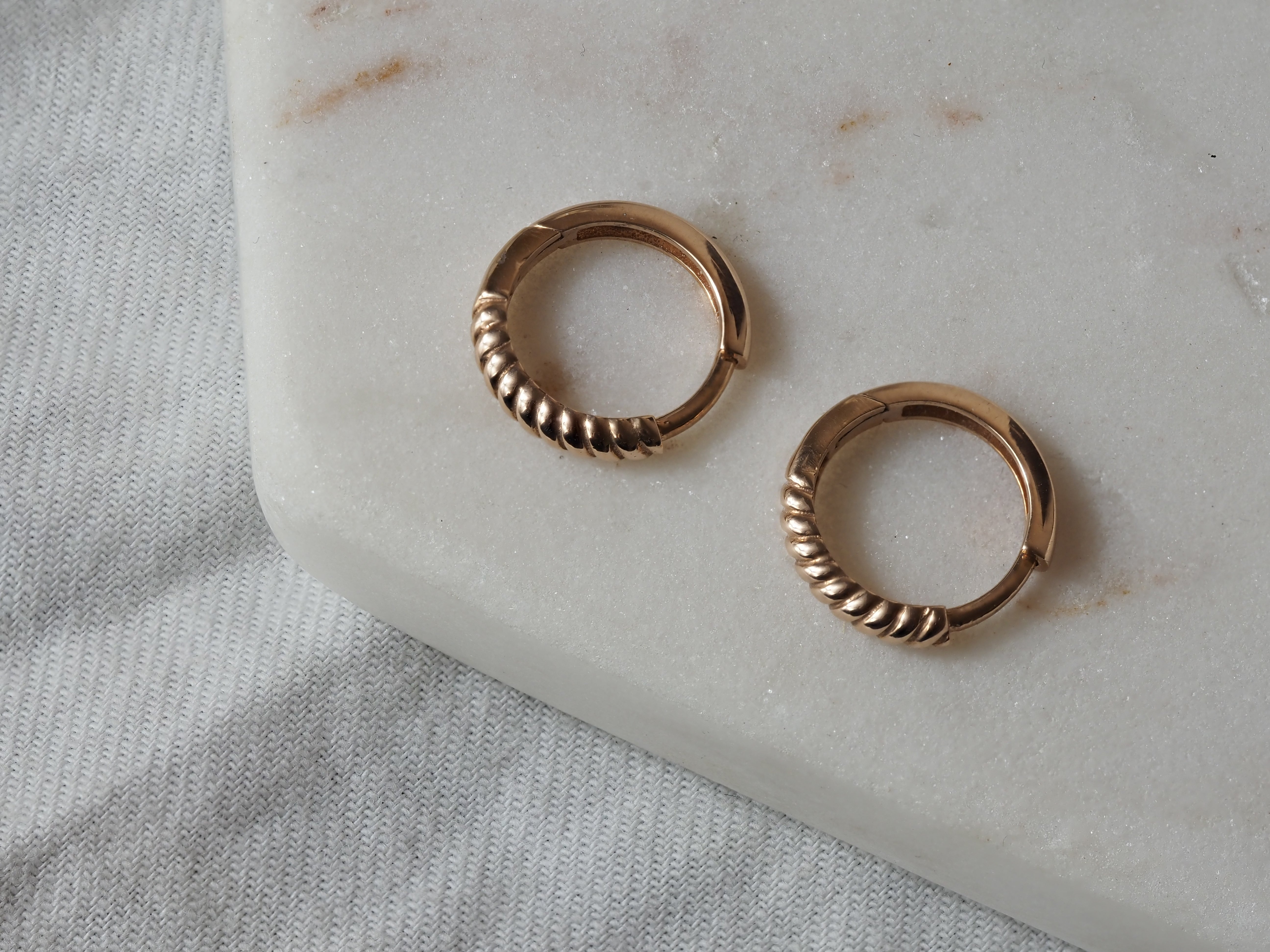 9ct Rose Gold Rope-Look Huggie Earrings