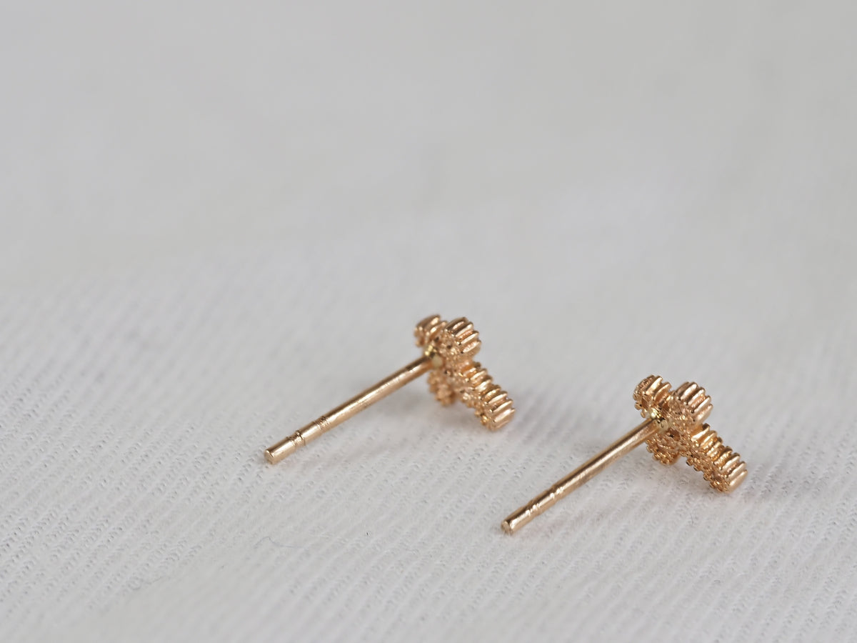 9ct Rose Gold Cubic Zirconia Cross Stud Earrings