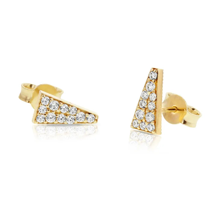 9ct Yellow Gold Cubic Zirconia triangle stud