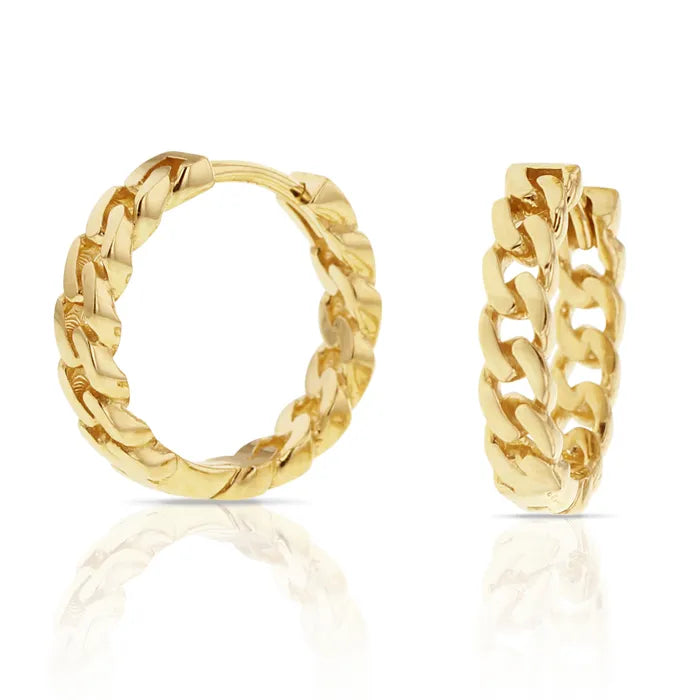 9ct Yellow Gold Curb huggies