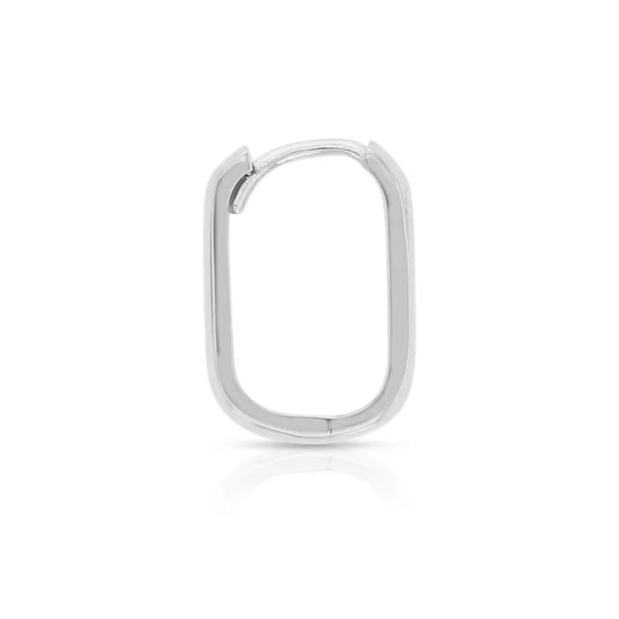 9ct White Gold Paperclip Rectangle huggies