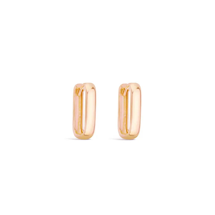 9ct Rose Gold Paperclip Rectangle huggies
