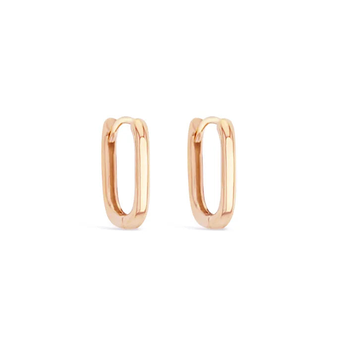9ct Rose Gold Paperclip Square huggies