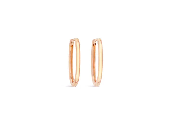 9ct Rose Gold Paperclip Oval Huggies