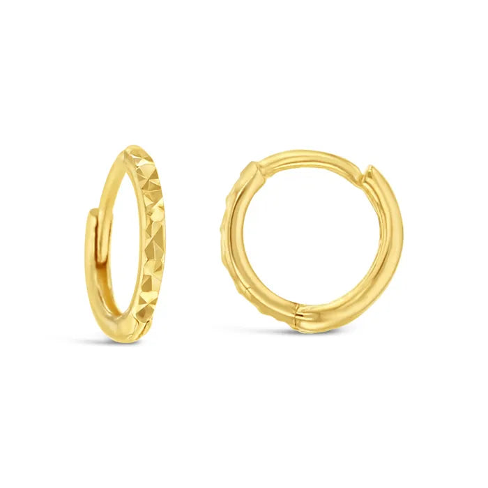 9ct Yellow Gold Diamond cut Huggies