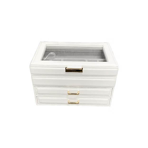 White Glass Lid Jewellery Box