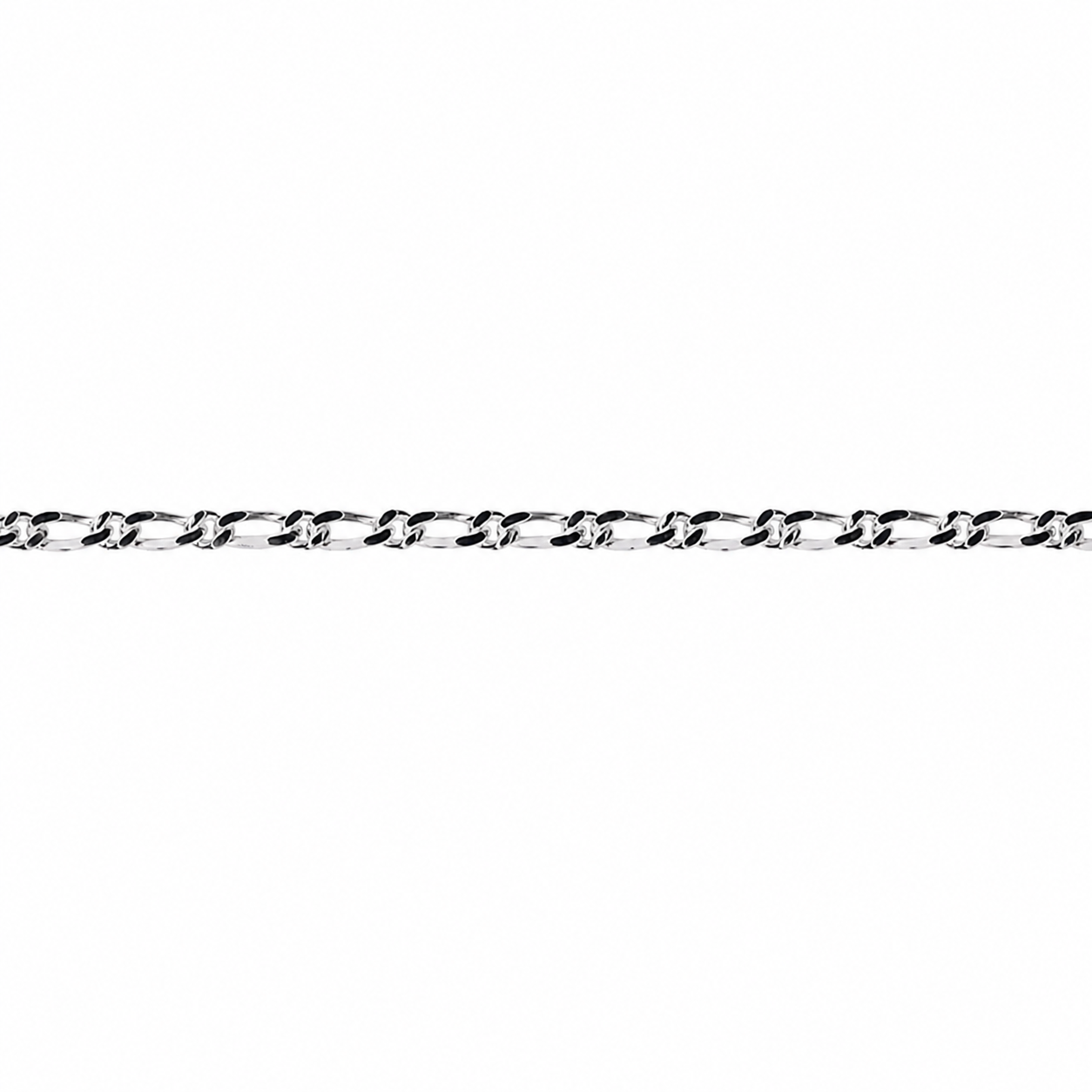 Sterling Silver 1 to 1 Figaro Chain, 1,4mm, 55cm