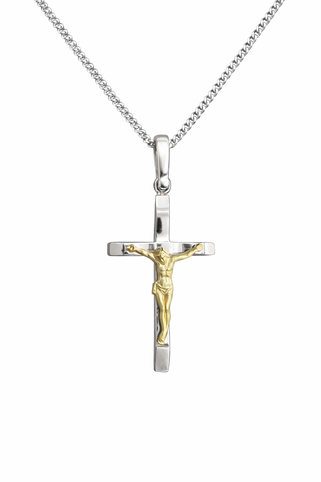 9ct Yellow and White Gold Crucifix, 41mm