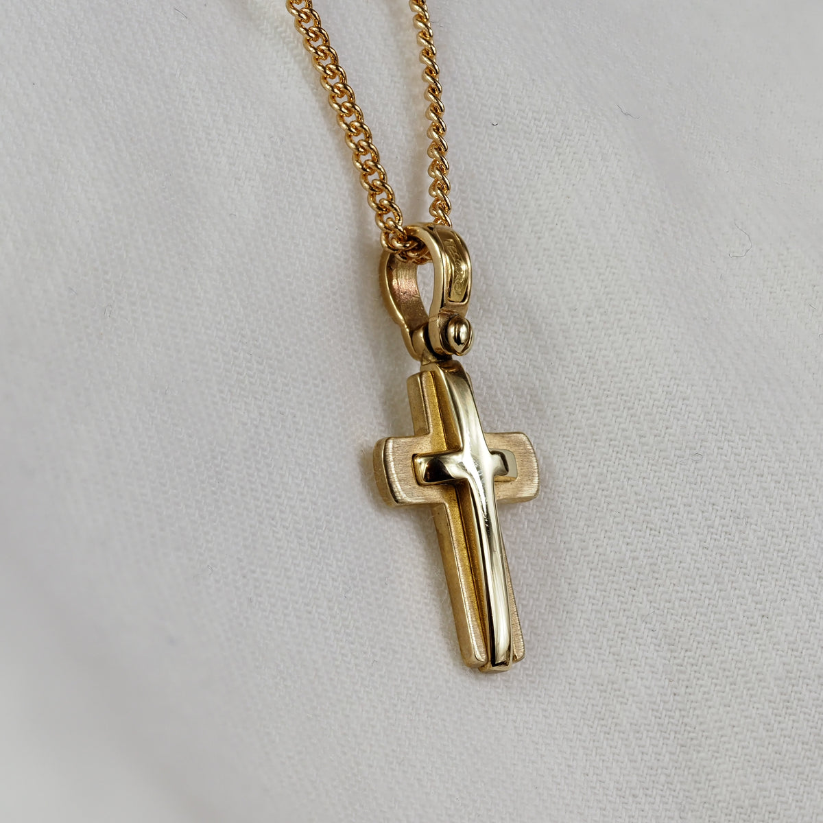9ct Yellow Gold Double Cross, 26mm