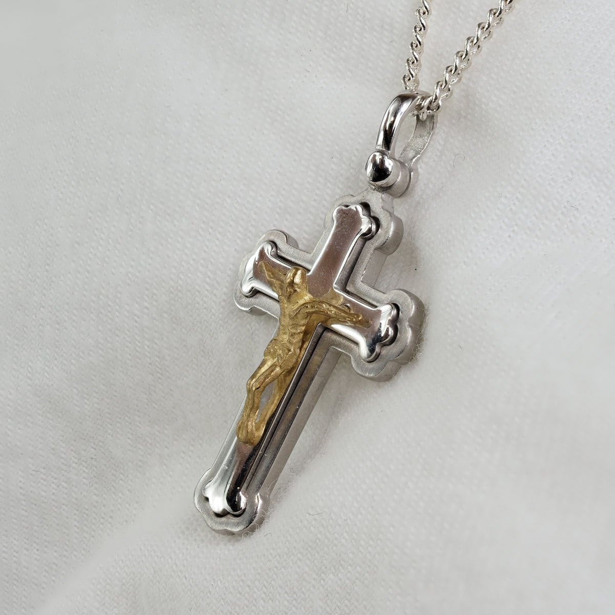 9ct Yellow And White Gold Crucifix, 33mm