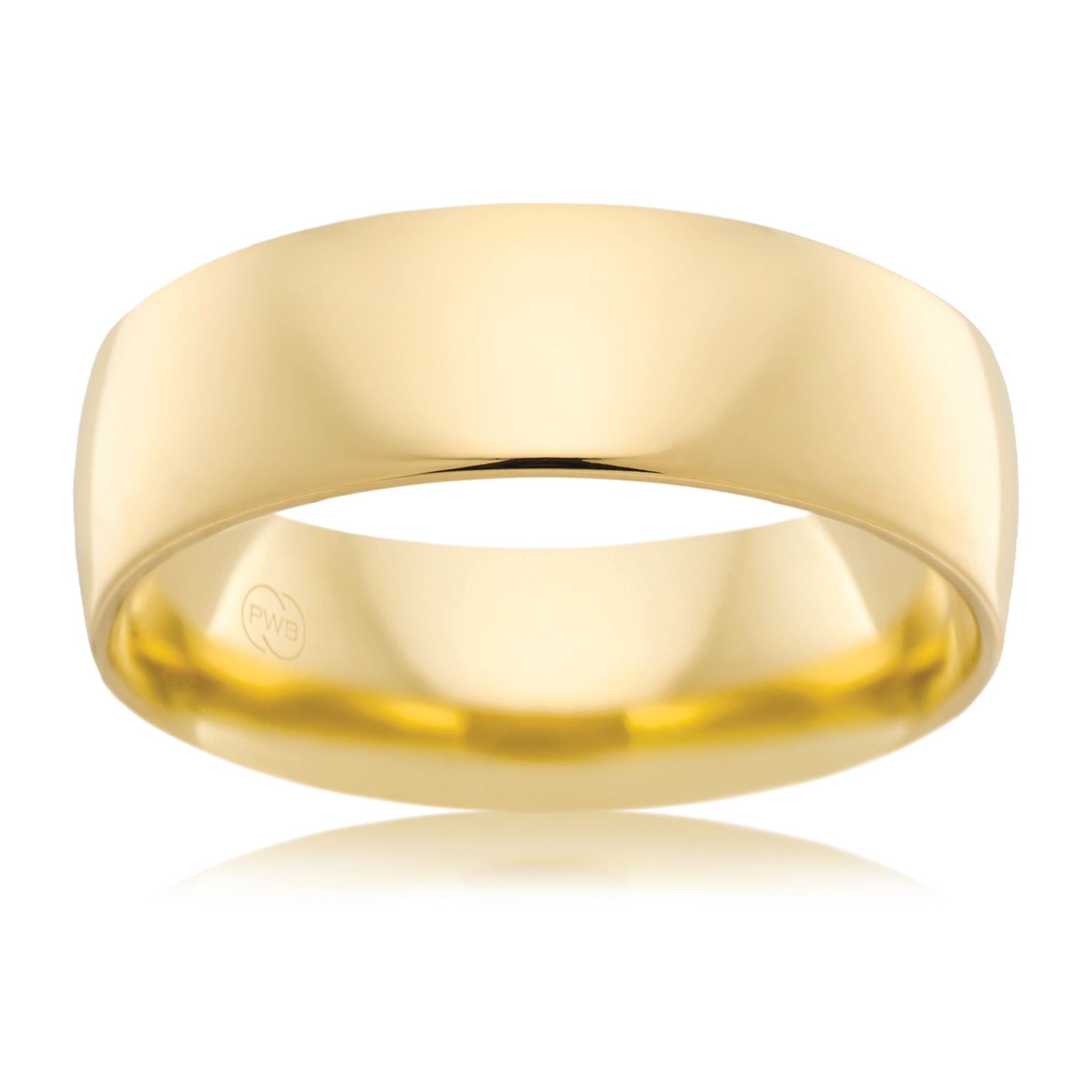9ct Yellow Gold 7mm Wedding band, polished finish, size V