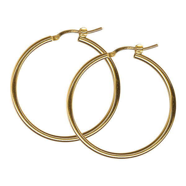 9ct Yellow Gold Hoop Earrings, 30mm