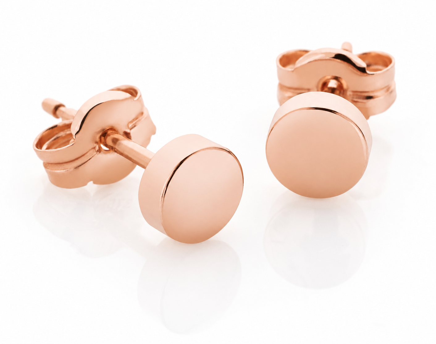 9ct Rose Gold Flat Round Stud Earrings