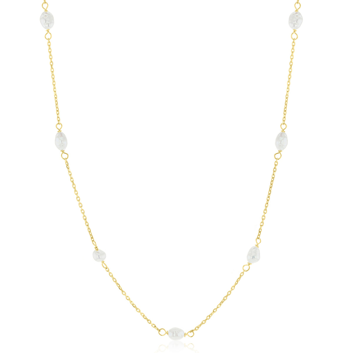 9ct Yellow Gold Baroque Freshwater Pearl Necklace