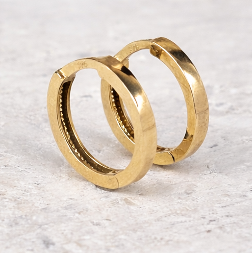 9ct Yellow Gold Tube Huggie Earrings