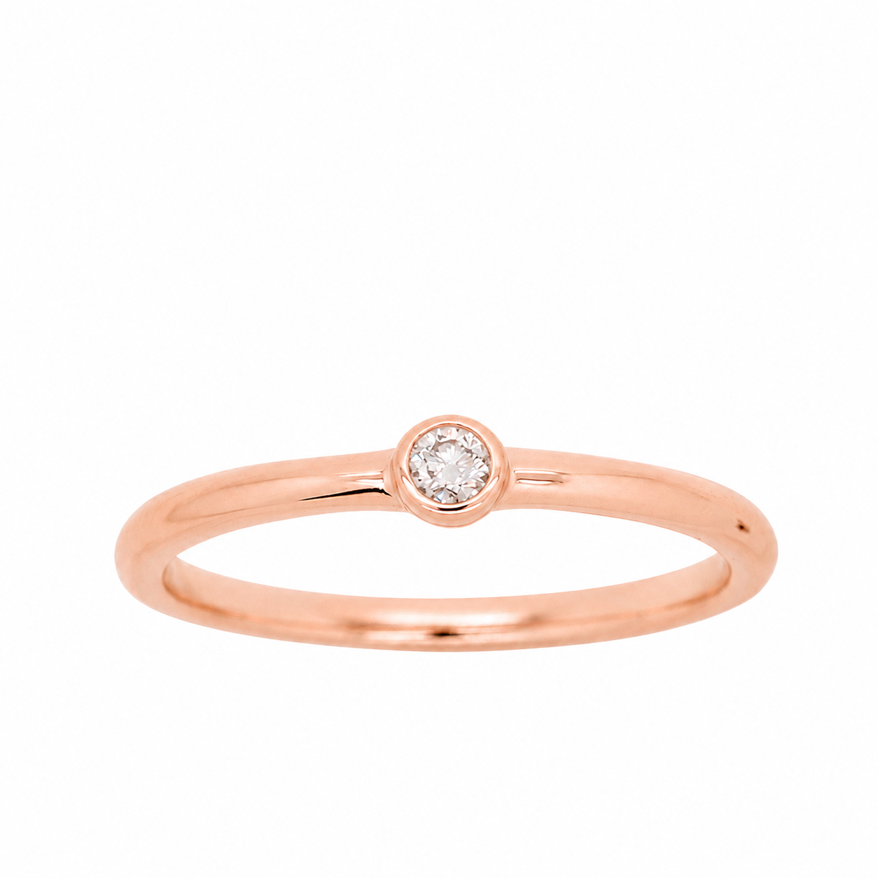 9ct Rose Gold Bezel Set Diamond Ring