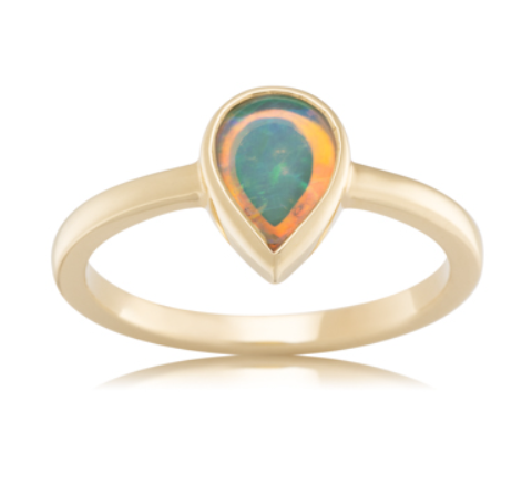 9ct Yellow Gold Pear Opal ring