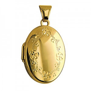 9ct Yellow Gold Oval Floral Locket
