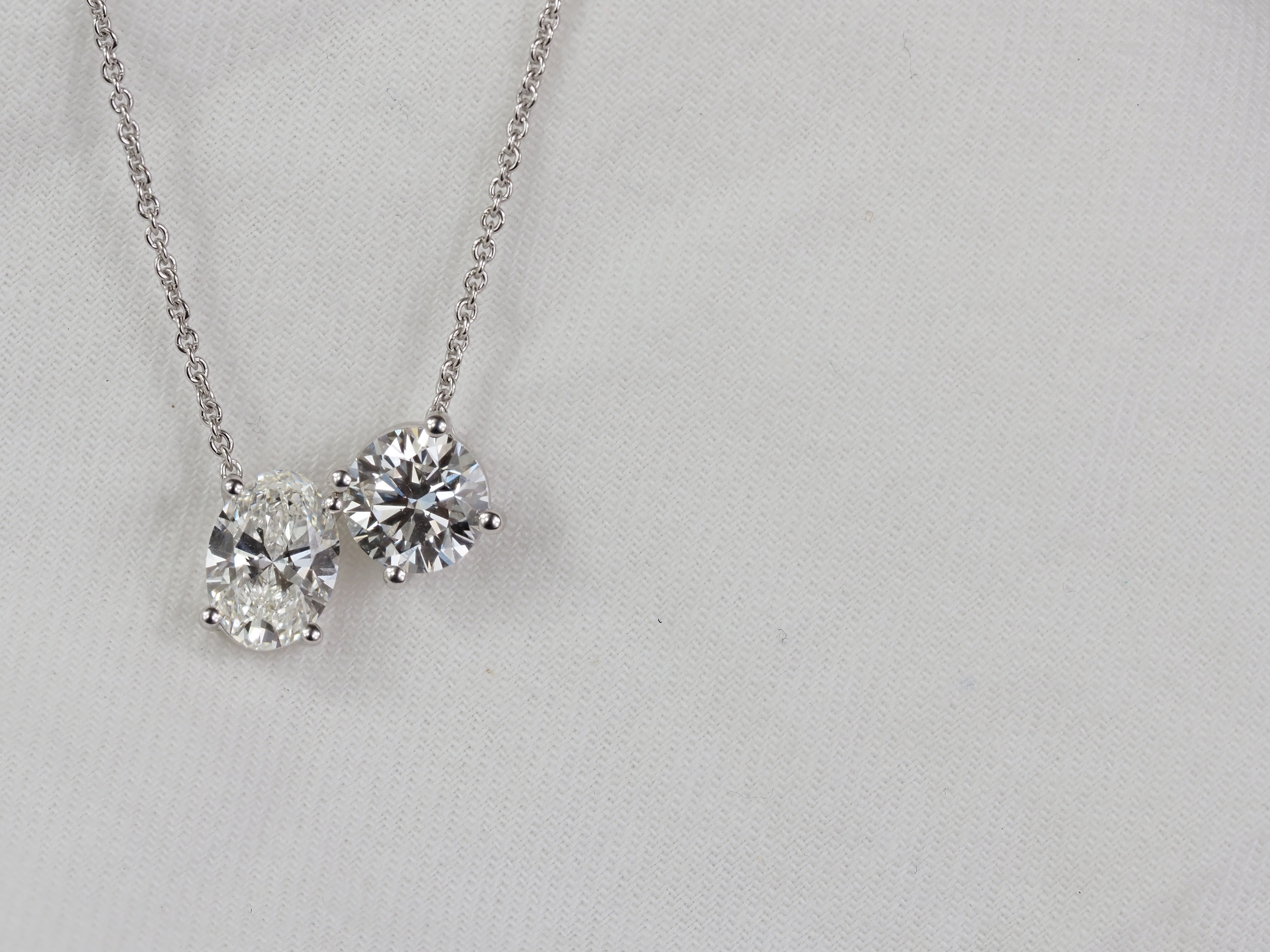 9ct White Gold Lab-Grown Diamond Slider Pendant, 1.53ct