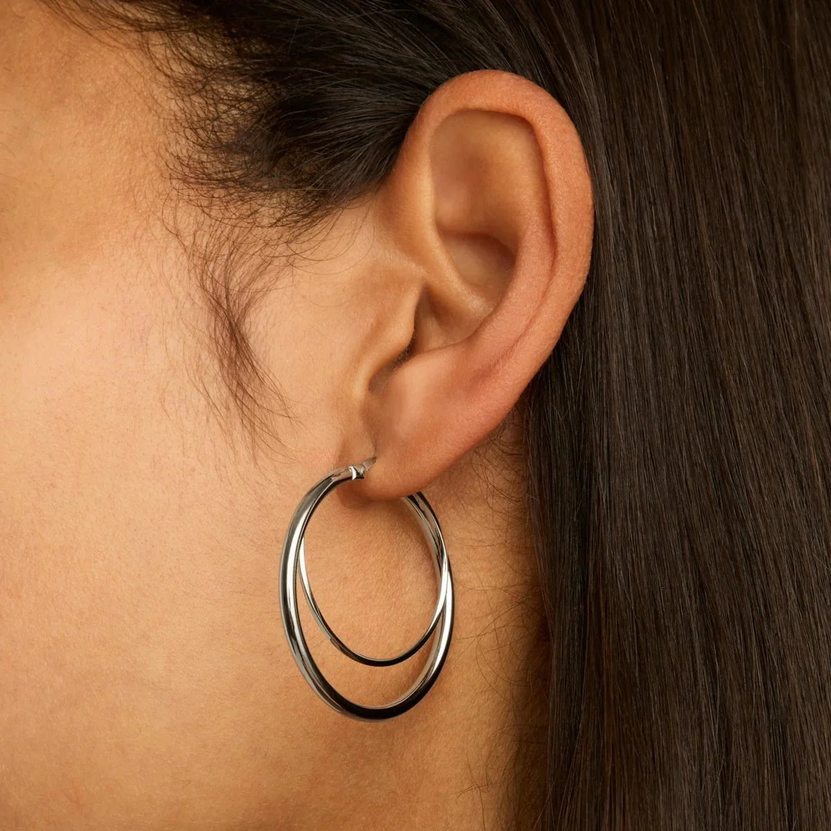 NAJO Whirlpool Hoop Silver Earrings