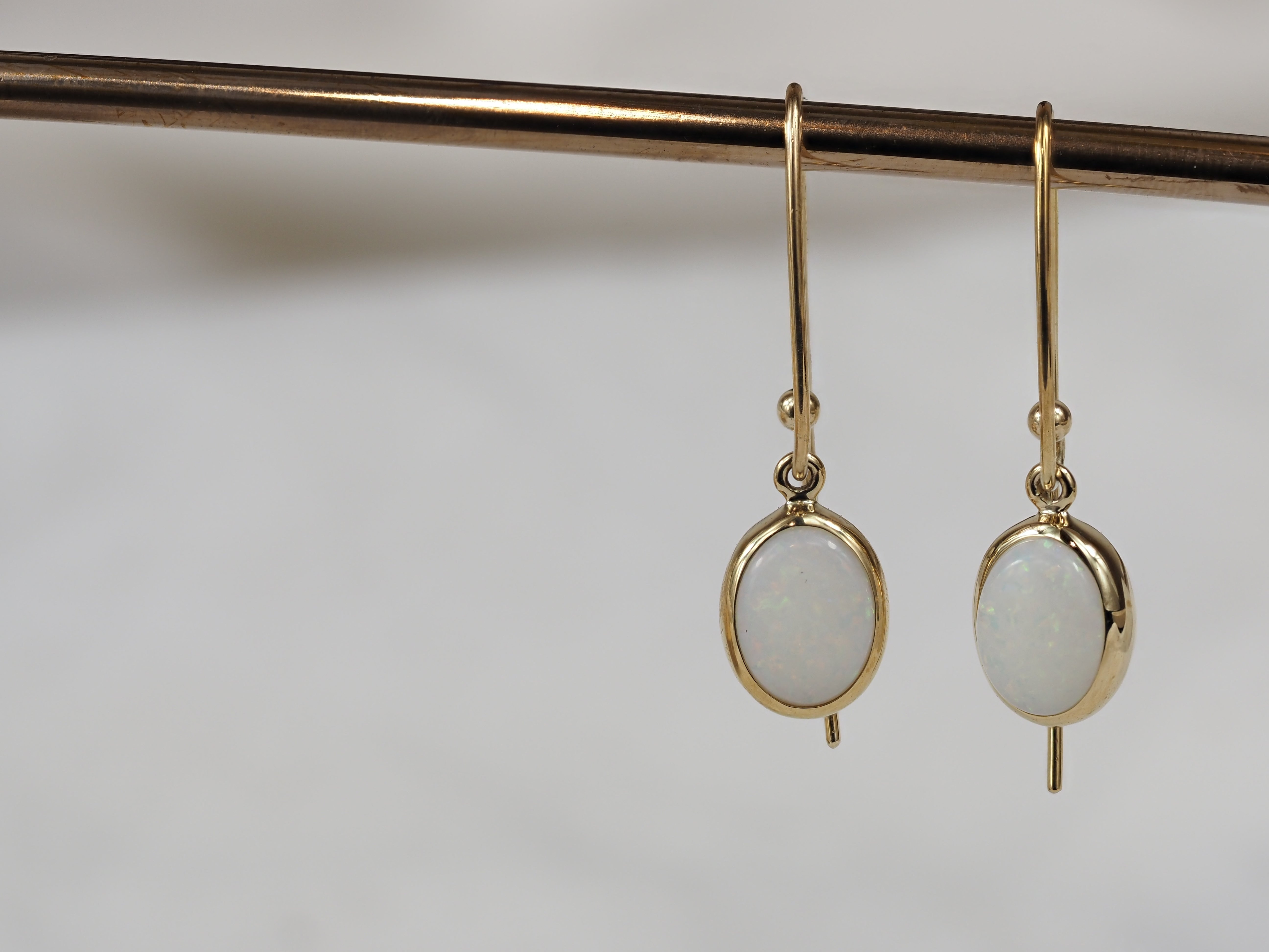 9ct Yellow Gold Opal Shepard Hook Earrings