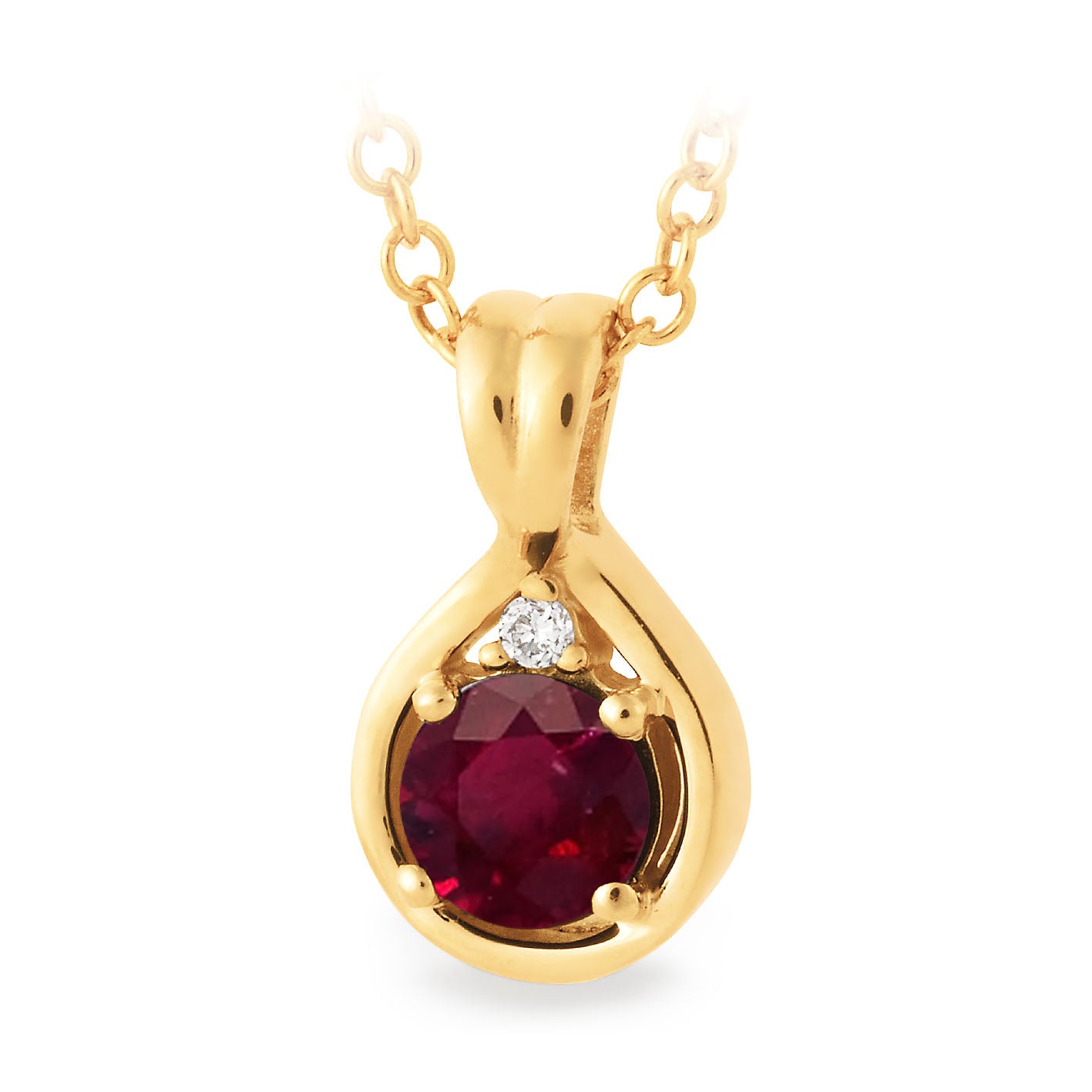 9ct Yellow Gold Ruby and Diamond pendant