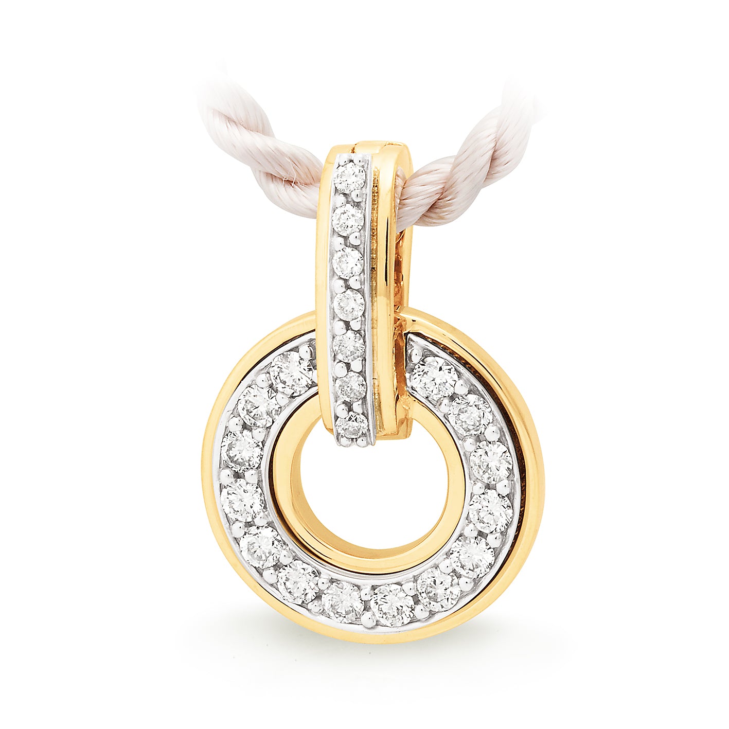 9ct Yellow and White gold Diamond circle pendant