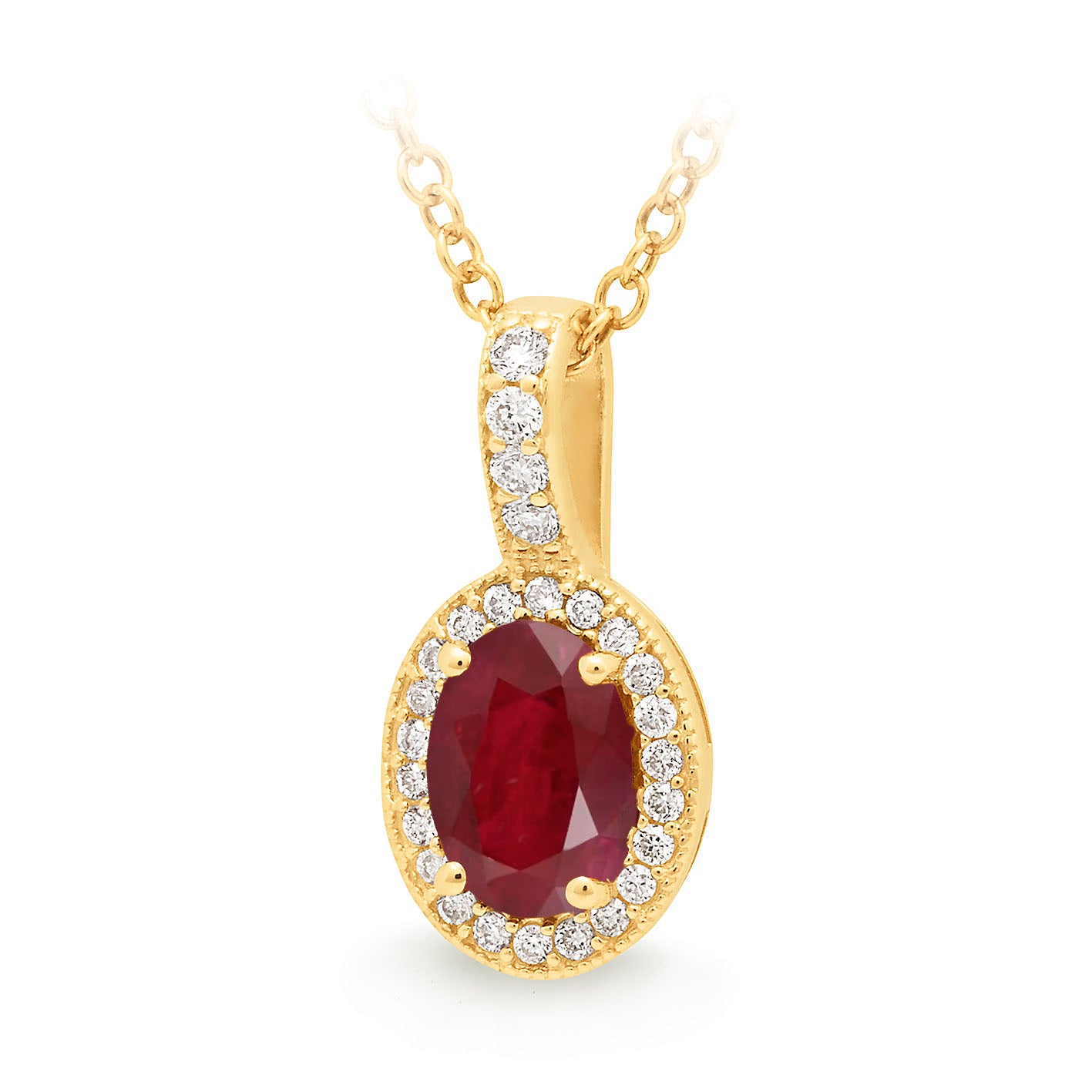9ct Yellow Gold Ruby and Diamond Pendant