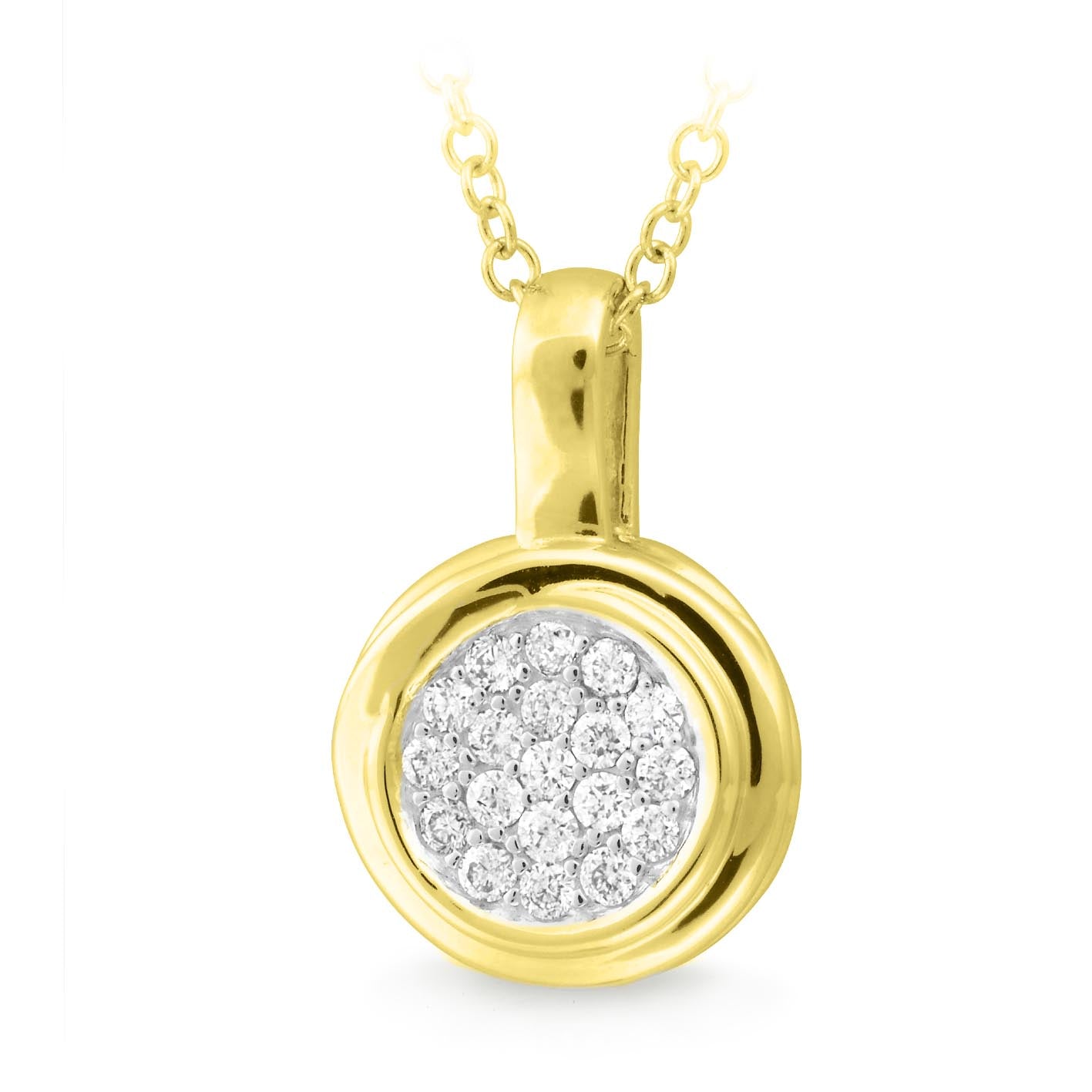 9ct Yellow Gold cluster style Pendant, 0.19ct total