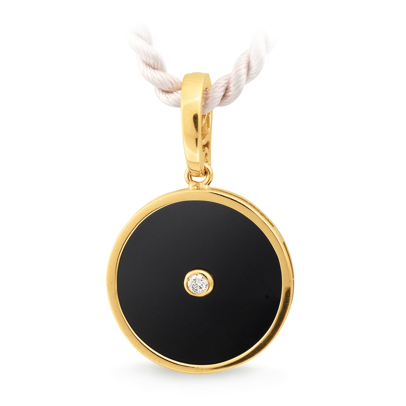 9ct Yellow Gold Onyx and Diamond Enhancer Pendant