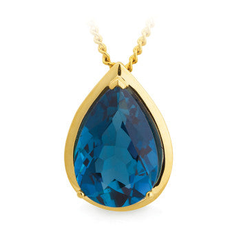 9ct Yellow Gold London Blue Topaz Pendant, 4.83ct total