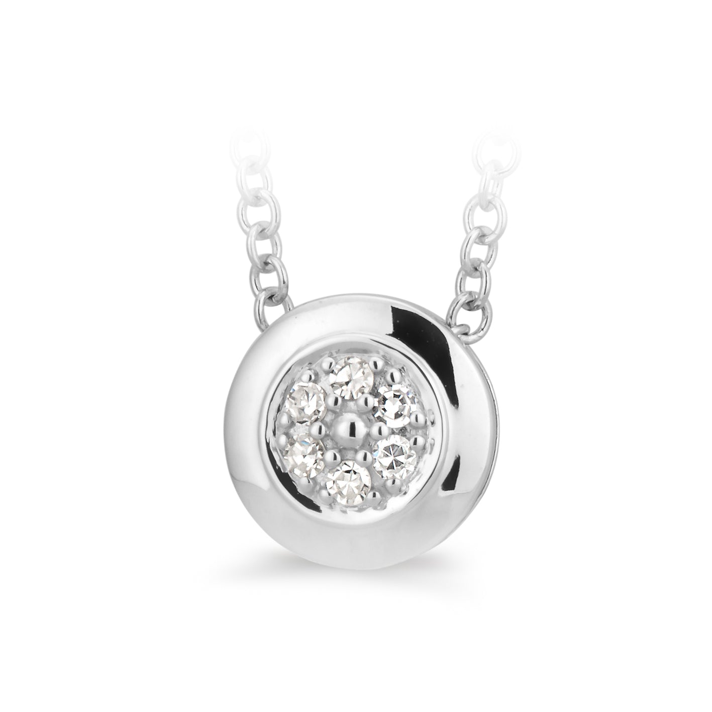 9ct White Gold Bead set Diamond pendant