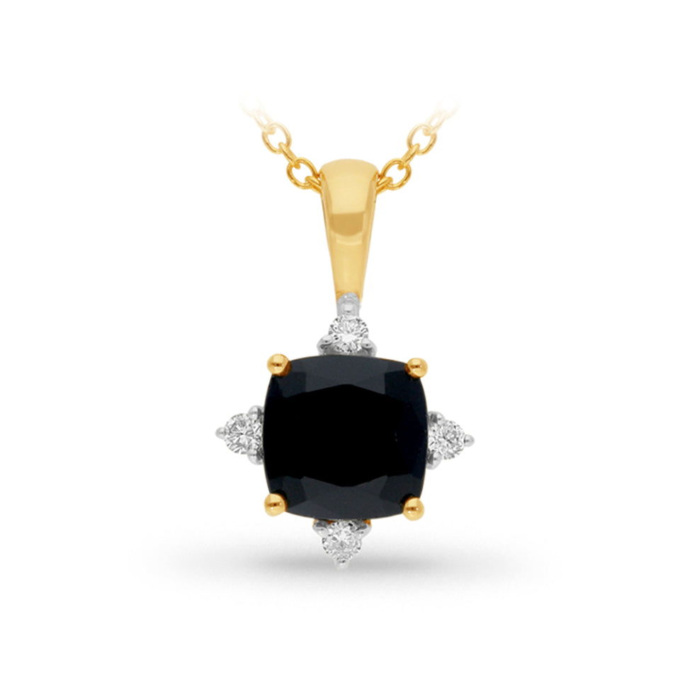 9ct Yellow Gold Garnet and Diamond Pendant