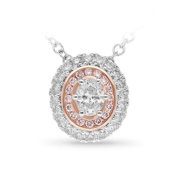 9ct Rose and White gold 'Pink Caviar' Diamond pendant, 0.38ct total