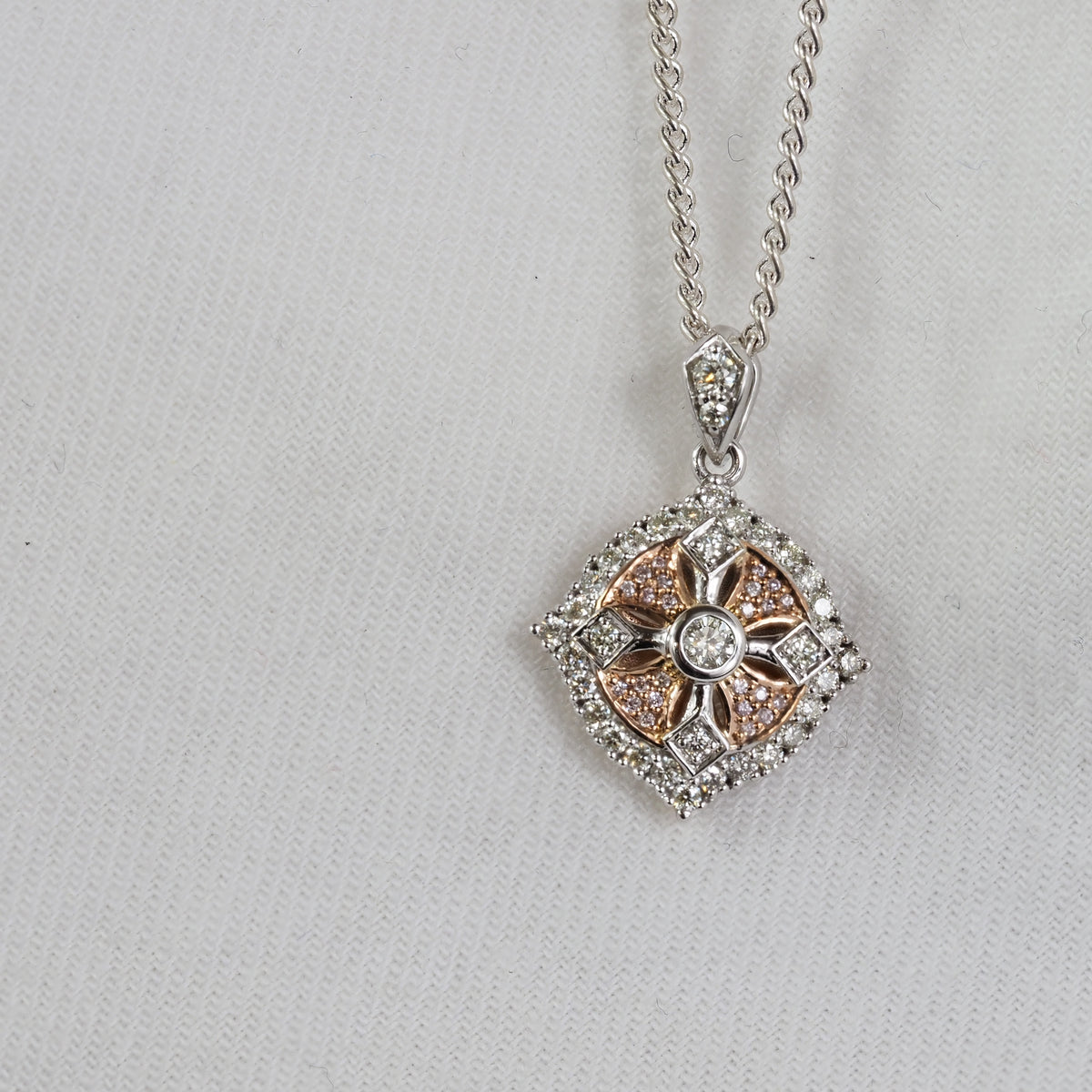 9ct Rose and White 'Pink Caviar' Argyle Diamond pendant, 0.33ct total