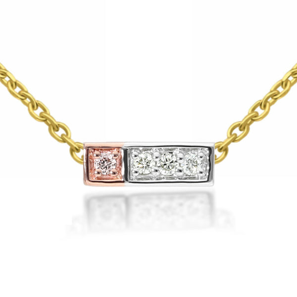 9ct Yellow, Rose and White Gold 'Pink Caviar' Argyle Diamond necklet, 0.03ct total