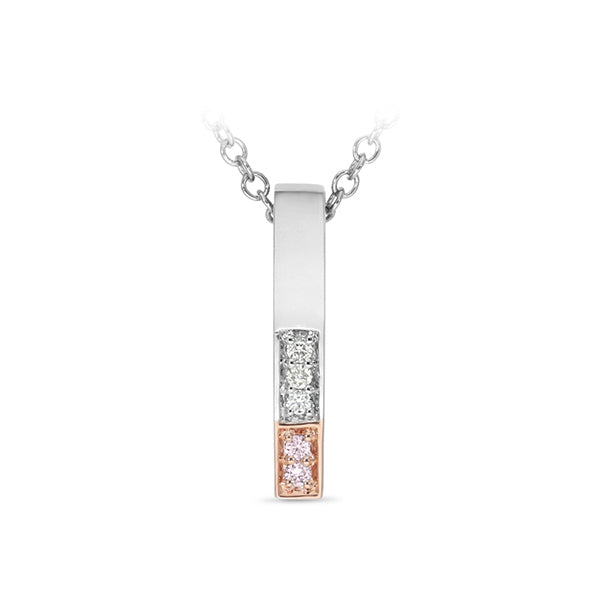 9ct Rose and White Gold Pink Diamond and Diamond Pendant